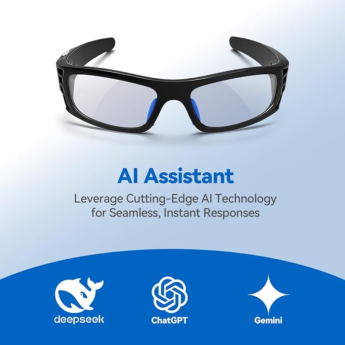 AI Smart Glasses for Women Men with Real-Time Translation, Music & Hands-Free Calling, AI Vioce Assistant, Photochromic Lens with UV & Blue Light Protection – Perfect for Hiking & Cycling