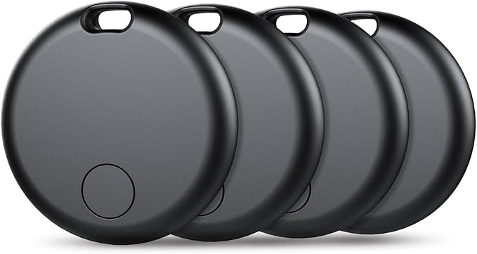 aowoka Air Tracker Tags-4 Pack: Smart Bluetooth Tracker, Item Finder Works with Apple Find My (iOS Only) App, Trakcer Tag Locator for Keys, Luggage, Satchel, weTag mini. (Not for Android Devices)