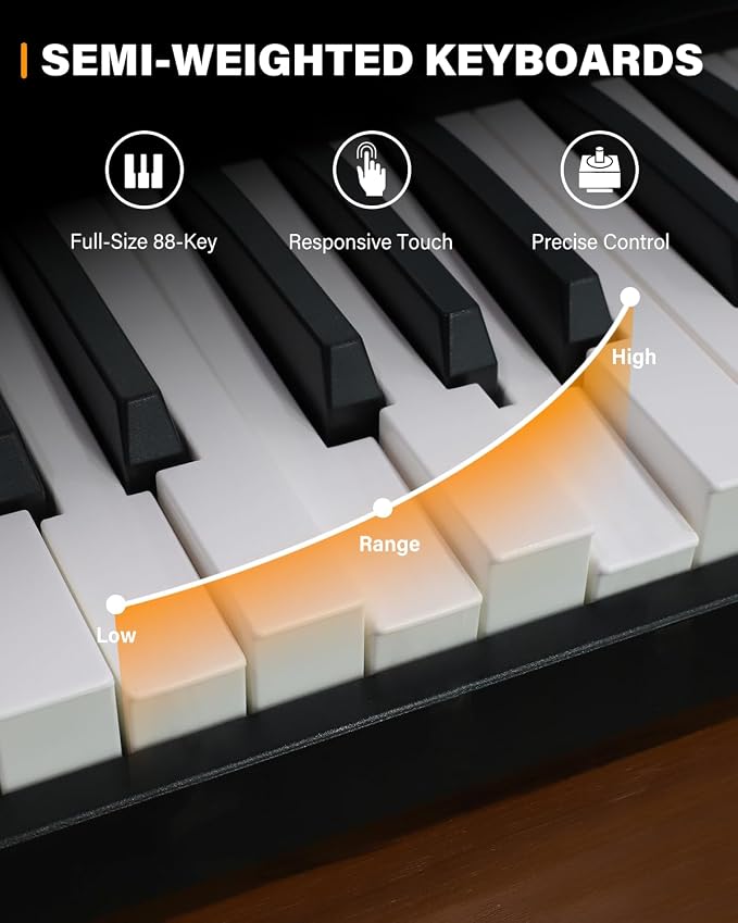 AiJoy 88-Key Piano Keyboard Portable Folding Piano with Semi-Weighted Keyboard, USB-MIDI, Sustain Pedal and Stand, Electric Keyboard Piano for Beginners, Black