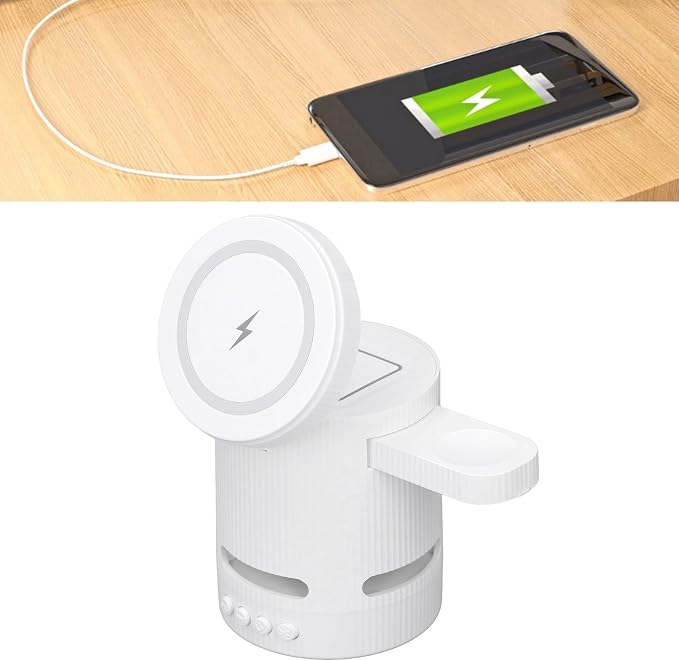 4 in 1 Magnetic Wireless Charging Station, Magnetic Phone & Watch Charger Station, Fast Charging RGB Charger for Phone Earbud Watch