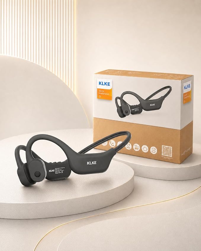Open-Ear Bone Conduction Headphones for Running, Bluetooth Sports Headphones with Rear Safety Light, Dual Modes, Adjustable Fit, IP66 Waterproof, Mic, 10H Playtime for Gym Cycling