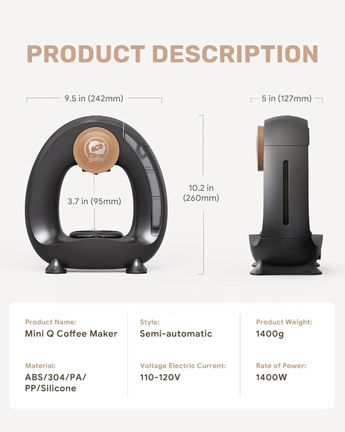 i Cafilas 2-in-1 Coffee Maker, Fast Brew in 1.5mins, Single Serve Coffee Machine Compatible with K-Cup Pods & Ground Coffee, 1400W with 20s Preheat, Compact for Home,Small Place,Office & RV, 8oz,Black