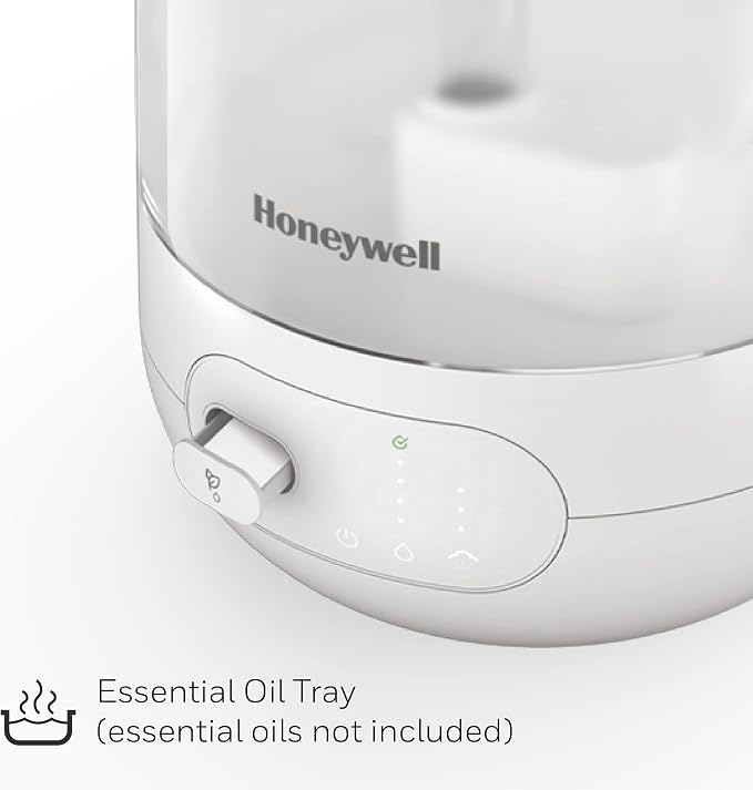 Honeywell Ultra Comfort Cool Mist Humidifier With Humidistat, 1.5 Gal Tank, No Filter, Digital Controls, Cleaning Brush Included, Ultra Quiet, Use With Essential Oils, White, HUL565W