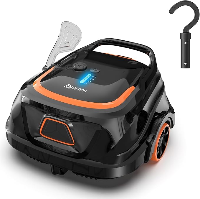 Cordless Robotic Pool Vacuum for Above Ground Pool, Automatic Pool Cleaner with Strong Suction, LED Indicator & Dual Filters, 2.5h Fast Charging, Self-Park