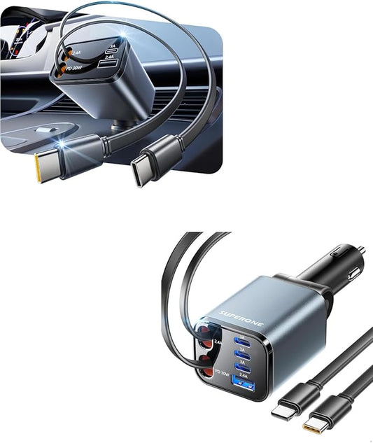 SUPERONE Smaller 4 in 1 Retractable Car Charger & SUPERONE Retractable Car Charger