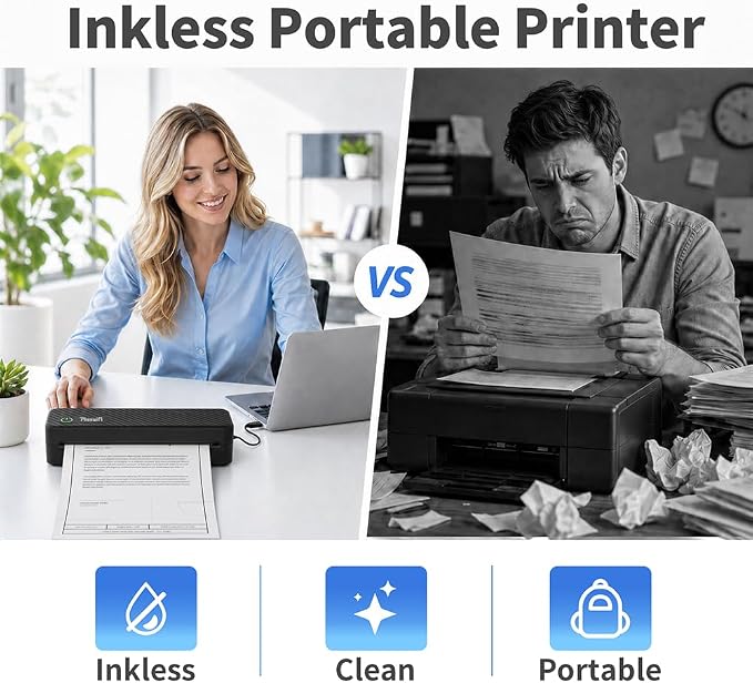 Portable Thermal Printer for Laptop, and 100 Sheets Thermal Paper