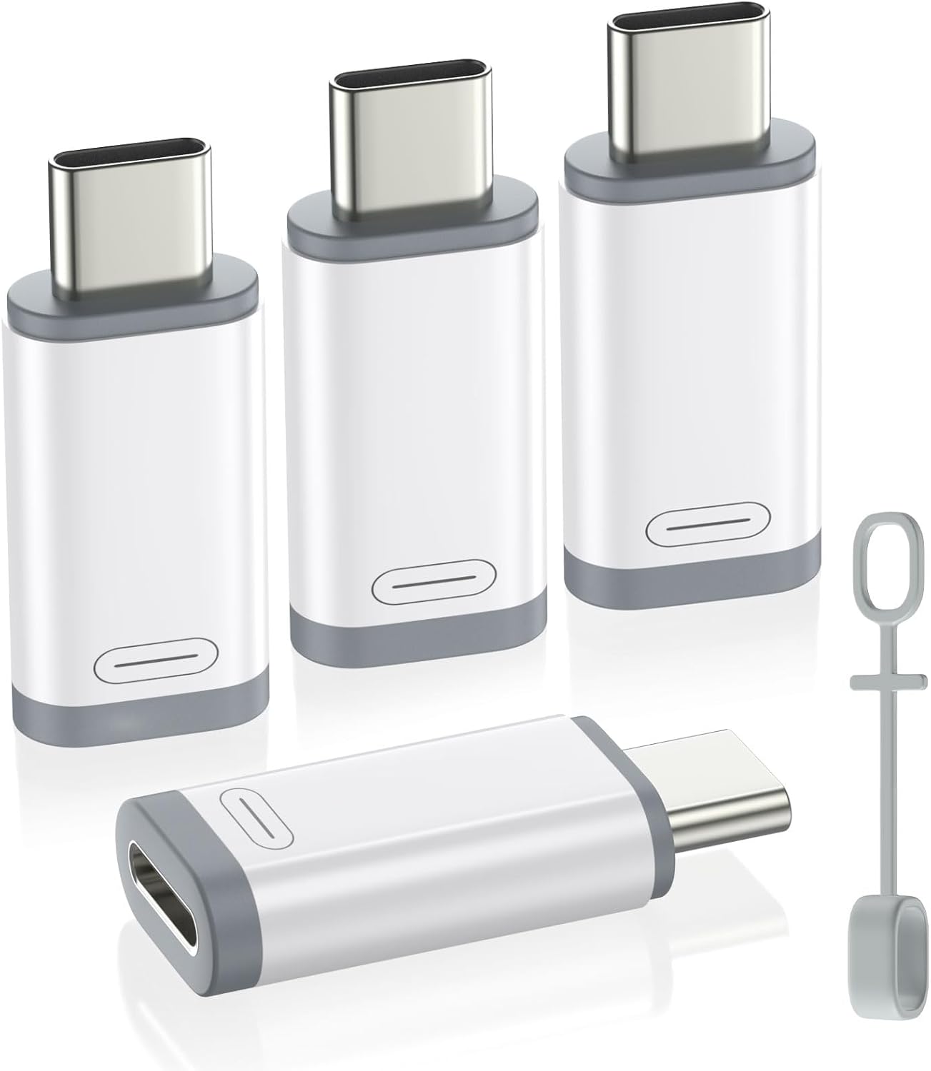 MoKo Lightning to USB C Adapter 4 Pack for iPhone 17 Air 16 16e 15 Pro Max Plus, iPad, Galaxy - NOT for Earphones/Microphone/Flash Drive/iPencil, USB-C to Lightning Adapter ONLY for Charging/Data Sync