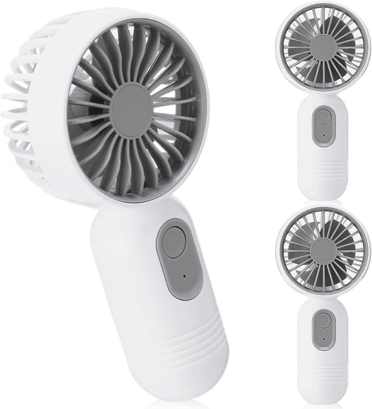 Rossesay 3 Pcs Mini Portable Fan Bulk Cute Handheld Lightweight Small Little Personal Hand Eyelash Fan 3 Speeds USB Rechargeable for Women Men Indoor Outdoor Makeup Travel (White)