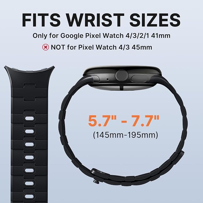 Bandletic Magnetic Silicone Bands Compatible with Google Pixel Watch 4/3/2/1 41mm for Women and Men, Rugged Soft Sport Strap Replacement Wristband