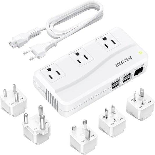 BESTEK 220v to 110v Voltage Converter, US to Europe Converter with 4 USB, 250W Power Converter for European Travel, (EU/UK/AU/JP/India/South Africa 5 Universal Plug Adapter)