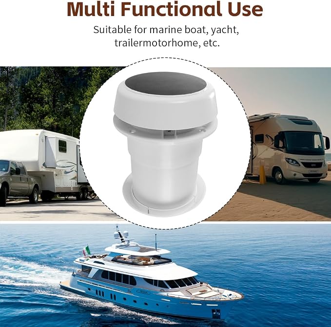 12V RV Exhaust Fan,3500R/min Roof Fan with Solar Charging ABS Caravan Ceiling Mushroom Head Vent for Homes Camper Trailer Travel Motorhome