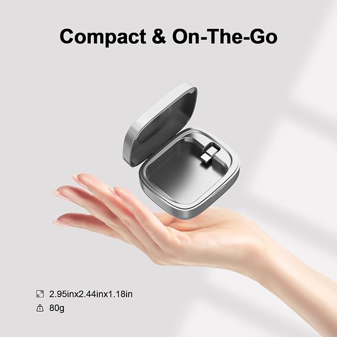 Wireless Charging Case for Oura Ring Gen 5, 4 & 3 Charger, 1000mAh Portable Travel Power Station Fits All-Sized Oura Ring 5, 4 & 3, 30-Day Runtime (Official Charger NOT Included)(Silver)