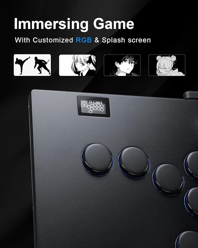 SIXSIR Leverless Arcade Stick Gaming Controller M12+ Large & Slim Aluminum Alloy Template - 12 Key Crystal Low-profile Switches - Custom RGB Leverless Controller for PC/PS4/PS3/Switch