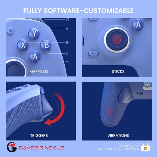 GameSir G7 SE Wired Controller for Xbox Series X|S, Xbox One & Windows 10/11, Plug and Play Gaming Gamepad with Hall Effect Joysticks/Hall Trigger, 3.5mm Audio Jack (Blue)