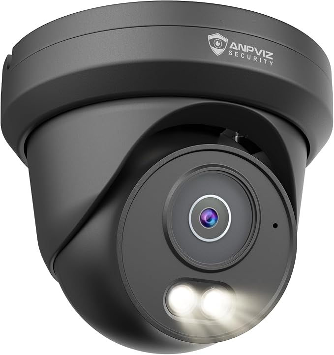 Anpviz 4MP PoE Camera Black, Turret Security IP Camera Outdoor Wired | Al Human Motion Detection, Smart Color Night Vision, Built-in Mic, 2.8mm Lens@25FPS, NDAA, IPC-D3B43B-S (U Series)