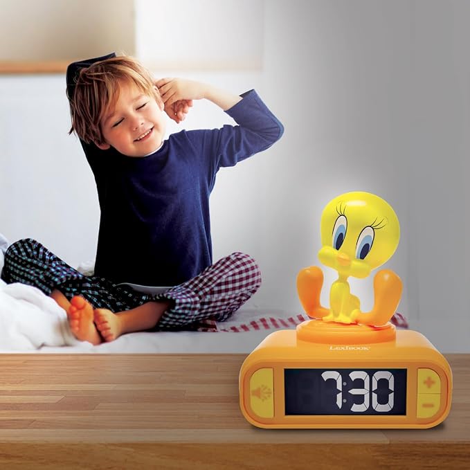 LEXIBOOK, Tweety Night light Alarm Clock with sounds, Yellow, RL800TW