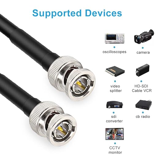 XRDS -RF 10FT SDI Cable, BNC Male Digital Video Cable 75 Ohm RG59 BNC Cables Supports HD-SDI/3G/6G-SDI/4K/8K