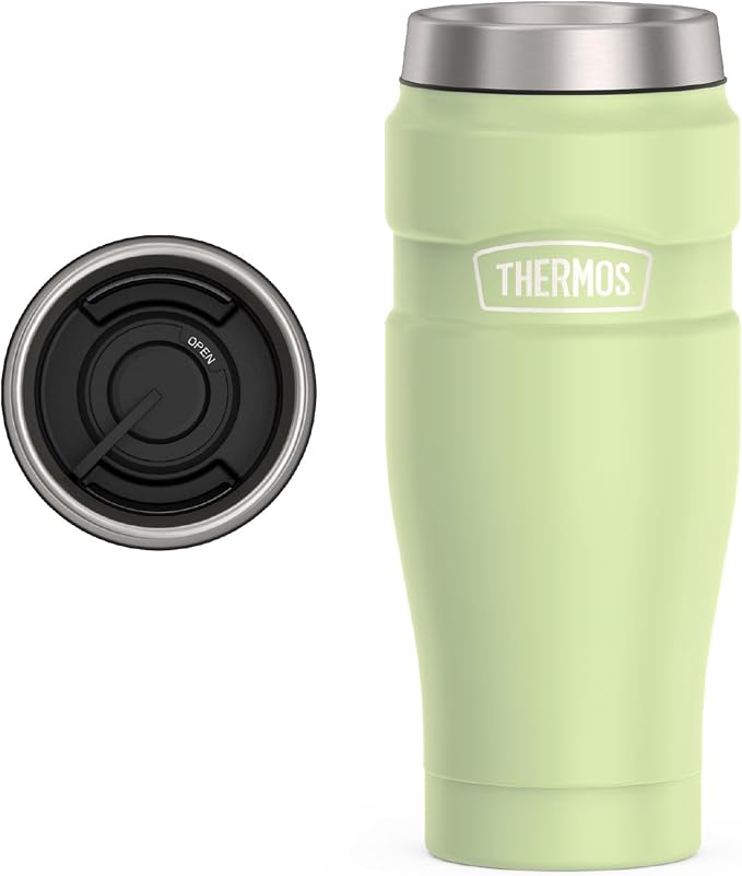 THERMOS Stainless King Vacuum-Insulated Stainless Steel Tumbler - 16oz, Matte Green - Insulated Coffee Tumbler for Hot & Cold Drinks - Leak-Proof & Sweat-Proof for Commuting & Traveling