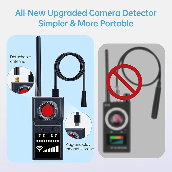 Multifunctional Hidden Camera Detector, GPS Tracker Detector & Camera Detector Spy Camera Finder，Bug Detector Listening Device Detector for Travel, Hotel, Car Privacy Protection