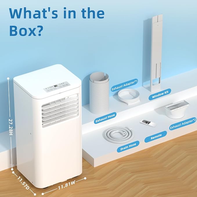 Antarctic Star 8000 BTU Portable Air Conditioner, 4-in-1 Portable AC Unit with Cooling, Dehumidifier & Fan, 24H Timer, Sleep Mode, Remote Control, Easy Install AC for Bedroom, Office, Small Room