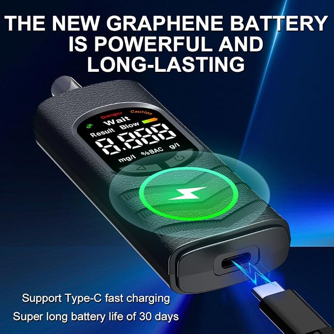 Breathalyzer Rechargeable, Portable Alcohol Tester for Personal, High-Accuracy Professional Breathalyzer with LCD Digital Display&Voice Broadcast for Car/Home Use