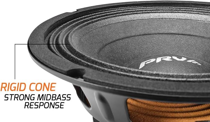 PRV AUDIO 8 Inch Midbass Speaker 8MB450 v2, 450 Watts, 8 Ohm, 2 in Voice Coil, Loudspeaker for High Output Pro/Car Sound System (2 Speakers) Bundle