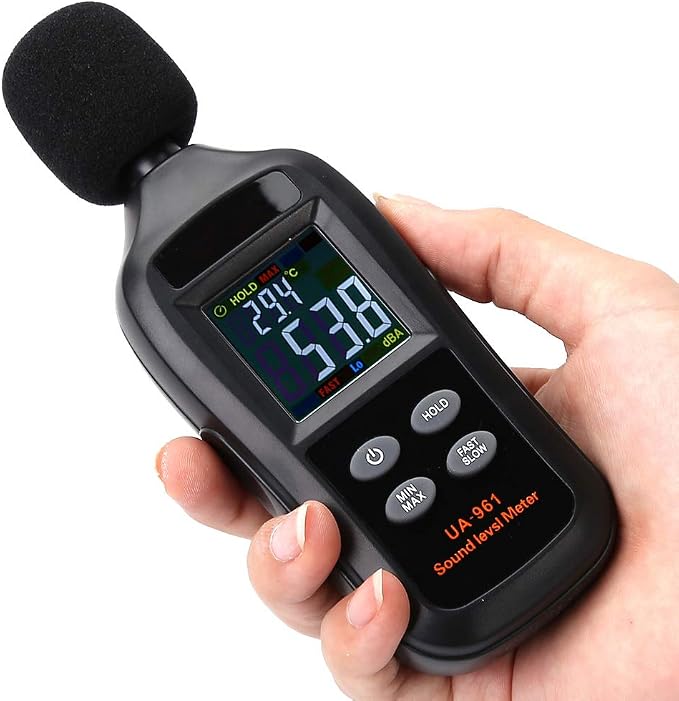 Oumefar Sound Meter Digital LCD Screen Decibel Meter Detector Handheld with Measuring Level Range 35dB to 135dB Portable Sound Level Meter for Frequency Analyzer