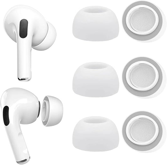 Memory Foam Ear Tips for AirPods Pro and AirPods Pro 2 Silicone Shield 3 Pairs Replacement Tips (Grey, S/M/L)