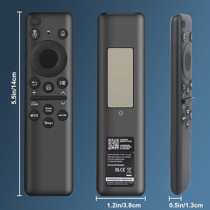 BN59-01432A Replacement Remote Control for Samsung Smart TV, Solar & USB-C Rechargeable, Universal for 2019-2026 Samsung Smart TVs with Voice Function
