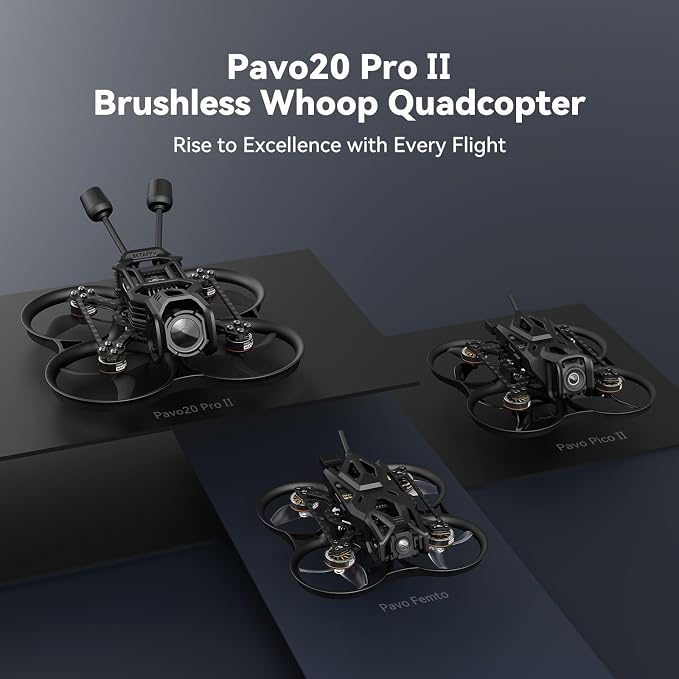 BETAFPV Pavo20 Pro II Brushless Whoop Quadcopter Compatible for O4/O4 Air Unit Pro, with HD VTX Bracket, F4 2-3S 20A AIO FC, LAVA 1104 7200KV Brushless Motors, COB LED Strip for FPV Freestyle Shooting