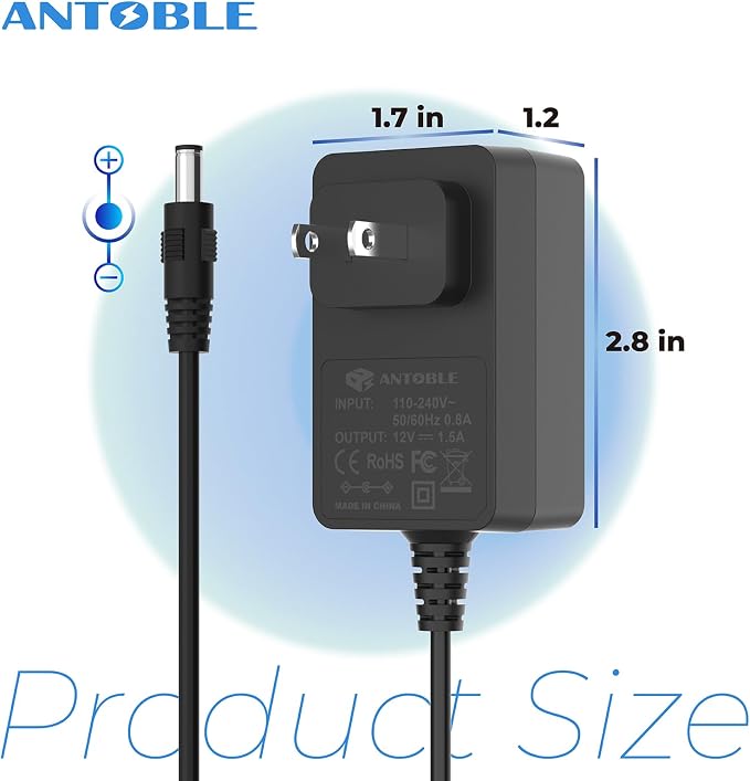 ANTOBLE 12V Power Supply for Char-Griller Gravity Fed 980 Replacement Power Adapter Part for Akorn Auto Kamado E6480 Charcoal Grill Power Cord for Chargriller Grill Charger Cord, 15 Ft