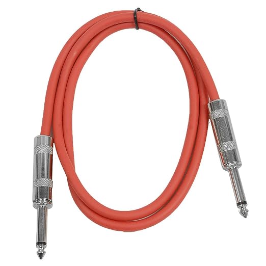 Seismic Audio SASTSX-3Red-6PK 3-Feet TS 1/4-Inch Guitar, Instrument, or Patch Cable, Red