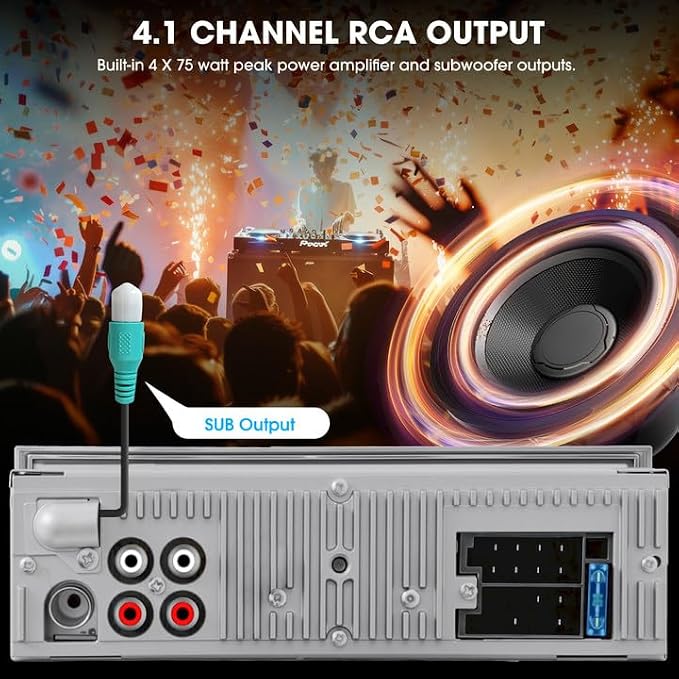 Bluetooth Retro Radio for Classic Vehicles: Single Din Vintage Stereo for Car - AM FM Tuner USB AUX Input Subwoofer RCA Output