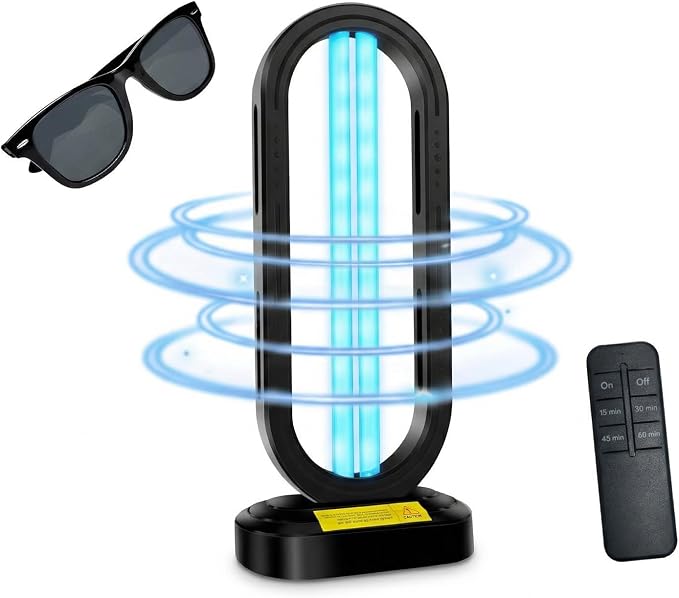 Feefir Portable UV Light Sanitizer Lamp for Room,360° Ozone UV Lamp | Ultraviolet Light ,4 Timer Modes 15/30/45/60 Min,Effectively Mold Remover and Dust Mites,UV Sanitizer Light for Home,Office