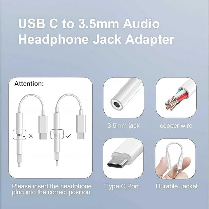 10 Pack Usbc to 3.5mm Jack Audio Adapter,The Headphone Adapter to USB C Compatible with iPhone 17/16/15 Series,Samsung Galaxy S25,S24,S23 Ultra,Note 20,iPad Pro,MacBook,Pixel XL and More