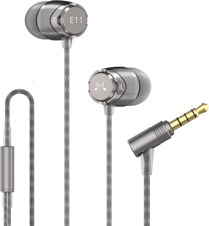 SoundMAGIC E11 Wired Earbuds, No Mic, Hi-Fi Stereo, 3.5mm Jack, Gunmetal | Balanced accurate sound, rich bass, full aluminium housing, silver-plated cable, comfortable fit