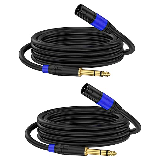 1/4" TRS to XLR 1.2M Pro Balanced Interconnect Cable,XLR Male to 1/4 Inch (6.35mm) Stereo Balanced Microphone Stereo Audio Converter AdapterCable 2Pack- 4Feet