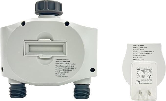 Gilmour Dual Outlet Smart Water Timer, WiFi Automatic Watering System, Rain Delay, Battery Operated, 2 Zone