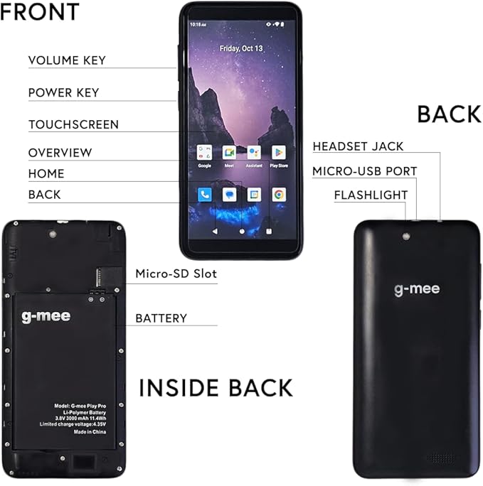 G-Mee Play Pro-64GB Android 12 Smartplayer (not a Smartphone), Mp3 Player w/Bluetooth & Wi-Fi, Spotify Music Player/Mp4 Player & More, Kids' Safe Device w/Parental Controls