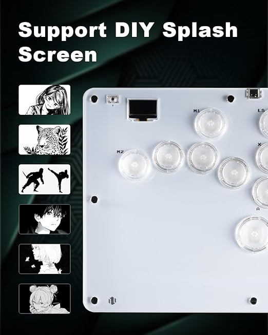ONEED Haute42 Leverless Controller Arcade Stick R16: Leverless Controller with Rims,Leverless Arcade Stick for PC/PS4/Switch Game,Crystal Low-Profile Switch FightPad Support Hot Swap & SOCD