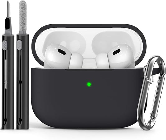 Ljusmicker for AirPods Pro Case Cover with Cleaner Kit,Soft Silicone Protective Cover for Apple AirPod Pro 2nd/1st Generation Case for Women Men,AirPods Pro 2/Pro Case Accessories with Keychain-Black | Cleaner Kit, Soft Silicone, Protective Case, for W...
