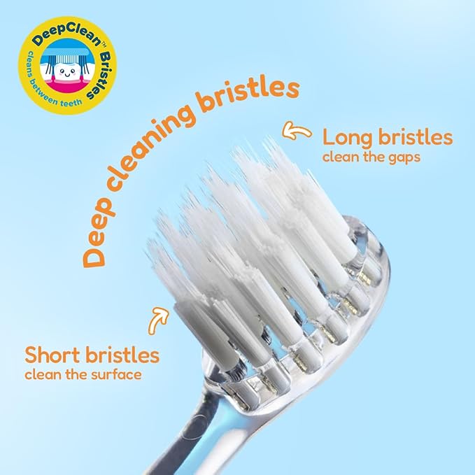 BrushBaby - WildOnes - Kids Rechargeable Electric Toothbrush, Ages 0-10 - Tiger Design with Flashing Lights - DeepClean Bristles for Superior Cleaning - 2 Replacement Brush Heads, 1 USB Cable