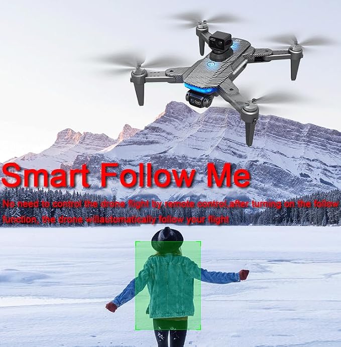Lozenge Drones 360° Obstacle Avoidance Brushless Drones with Camera for Adults 4K GPS Smart Follow Auto Return Long Battery Life Quadcopter Big Size L900 HJ90 3 Battery Black Carbon Fiber Pattern