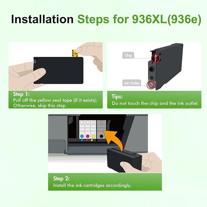 Toner H-Party 936 936XL 9125e Ink Cartridges Combo Pack: Replacement for HP 936e Ink 936XL Black and 936 Color Combo Pack for HP OfficeJet Pro 9120e 9730e 9130 9135e 9122e 9128e 9110b 9120b Printer
