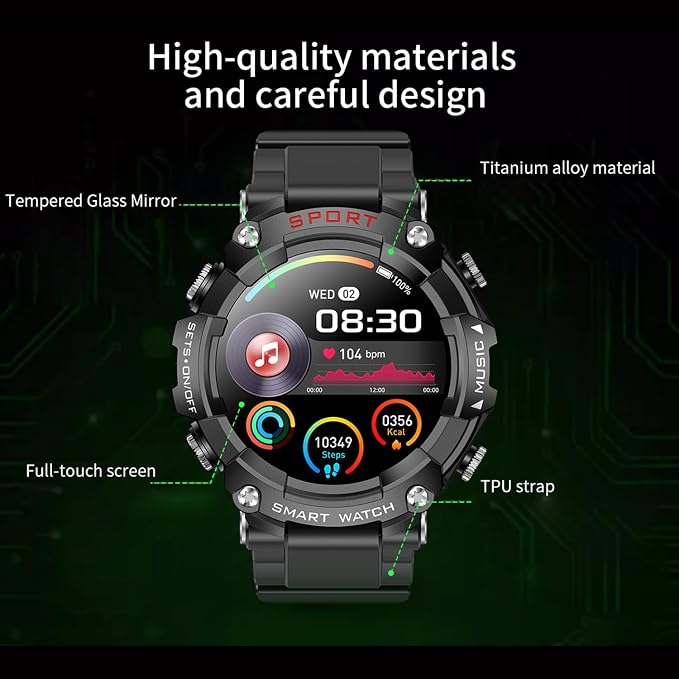 Smart Watch with Earbuds, for iOS Android Phone,3 in 1 Round Fitness Tracker, 1.52 Inch Full Touch Screen, Answer/Make Calls, for Men and Women, Sleep Monitor, Motion Long Standby, Music Player