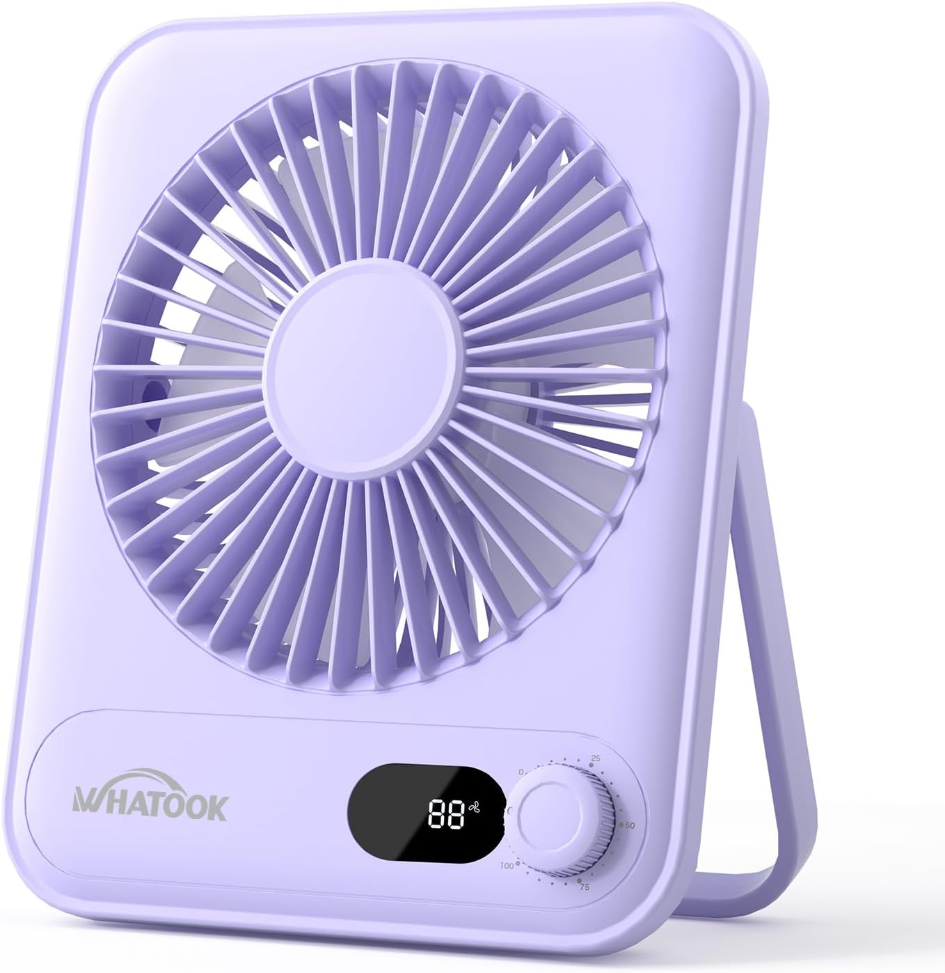 WHATOOK Small Desk Fan Personal Fans: 5000mah 25 Hours Battery Office Quiet Mini Desktop Fan Portable Rechargeable Travel Essentials (Purple, 5000)