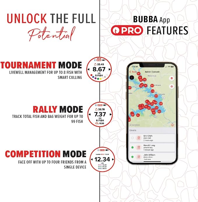 Bubba Smart Fish Scale LITE, Tournament Fishing Tool with Bluetooth App Compatability, LED Screen, 60lb Limit