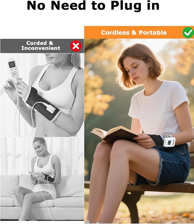 Cordless Wrist Heating Pad for Arthritis and Carpal Tunnel Relief, 5000mAh Battery Wrist Massager, 3-Level Vibration Massage, 104-140°F Adjustable Temp, 30/45/60Mins Timer, Type-C Cable & Storage Bag