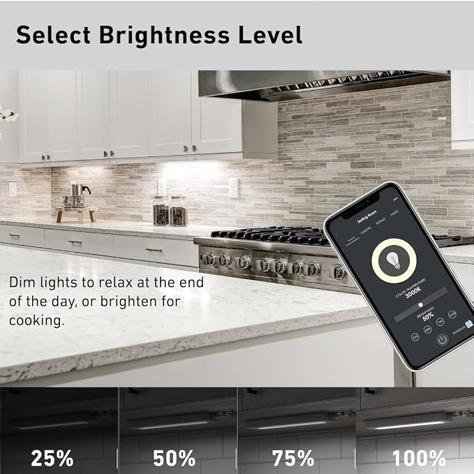 Good Earth Lighting 24" WI-FI Smart Plug-in Undercabinet Bar RGB+CCT Changing (2700-6500K), Dimmable, 1000 Lumen, White