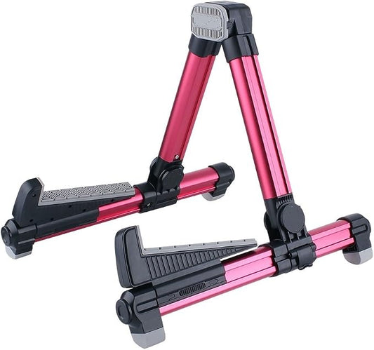 ENO MUSIC Folding Acoustic Guitar Stand, Suitable for Electric Guitars, Bass Guitars (Red)